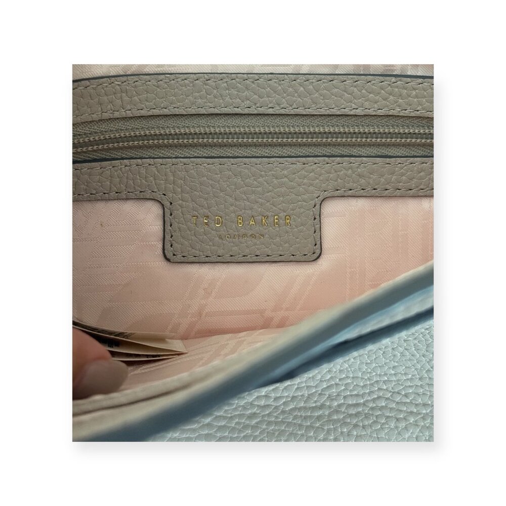 Ted Baker London Pebbled Leather Chain Shoulder Bag | Taupe - Picture 10 of 11
